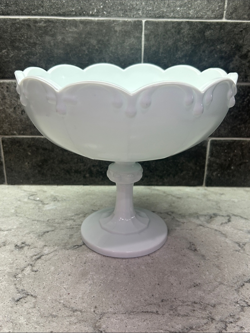 Vintage Milk Glass Pedestal Teardrop Dish